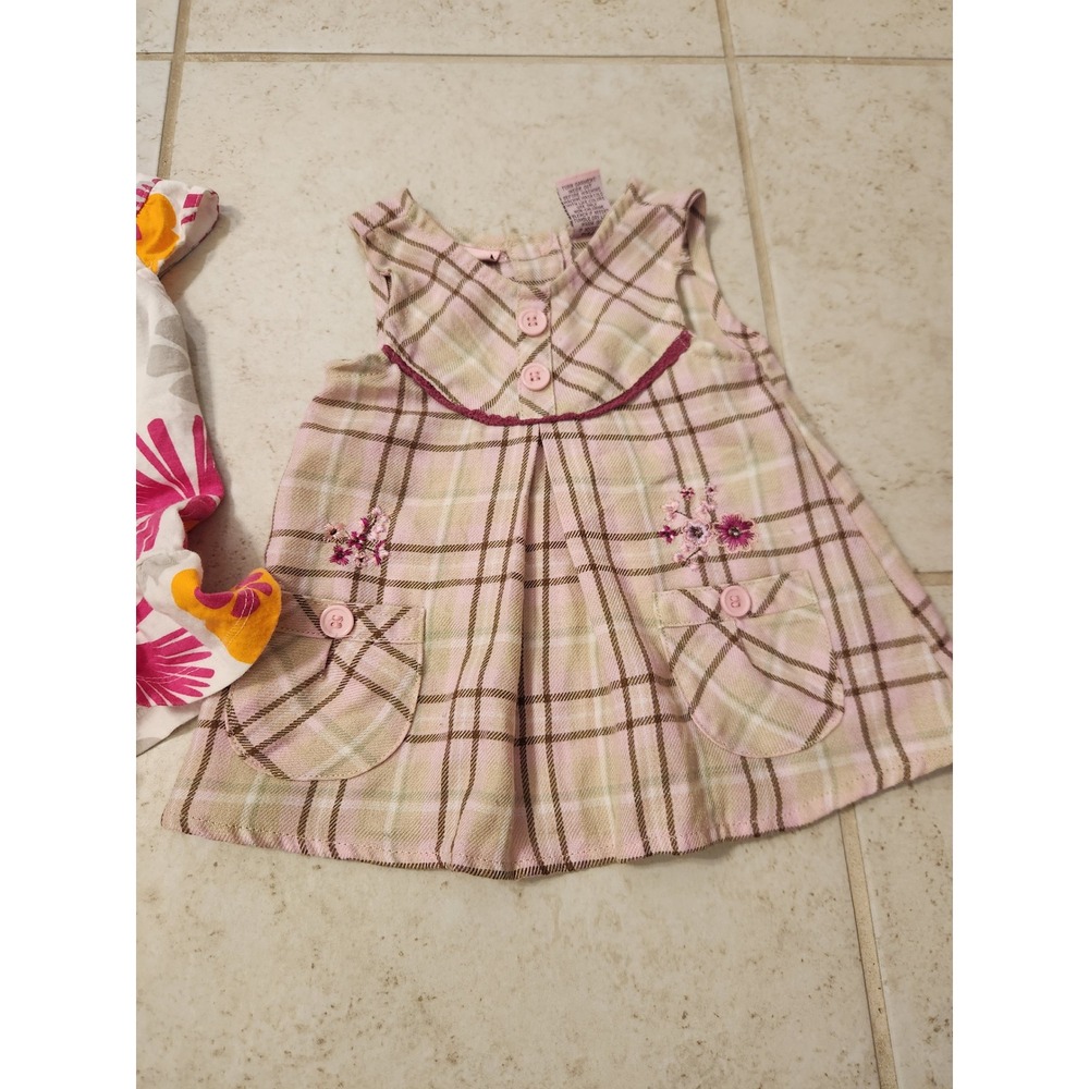 Baby Girl Dress Bundle 0-3 Months Floral Plaid Corduroy 3 Dresses - Picture 4 of 4